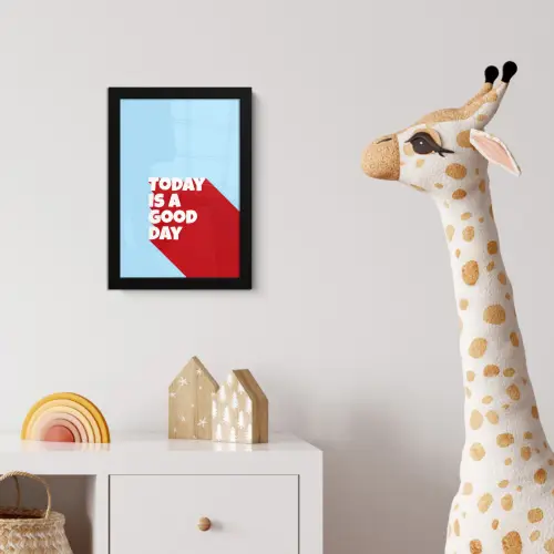 Today is a good day - Rood - lichtblauw fotolijst zwart zonder passe partout klein -usfeer4_kinderkamer