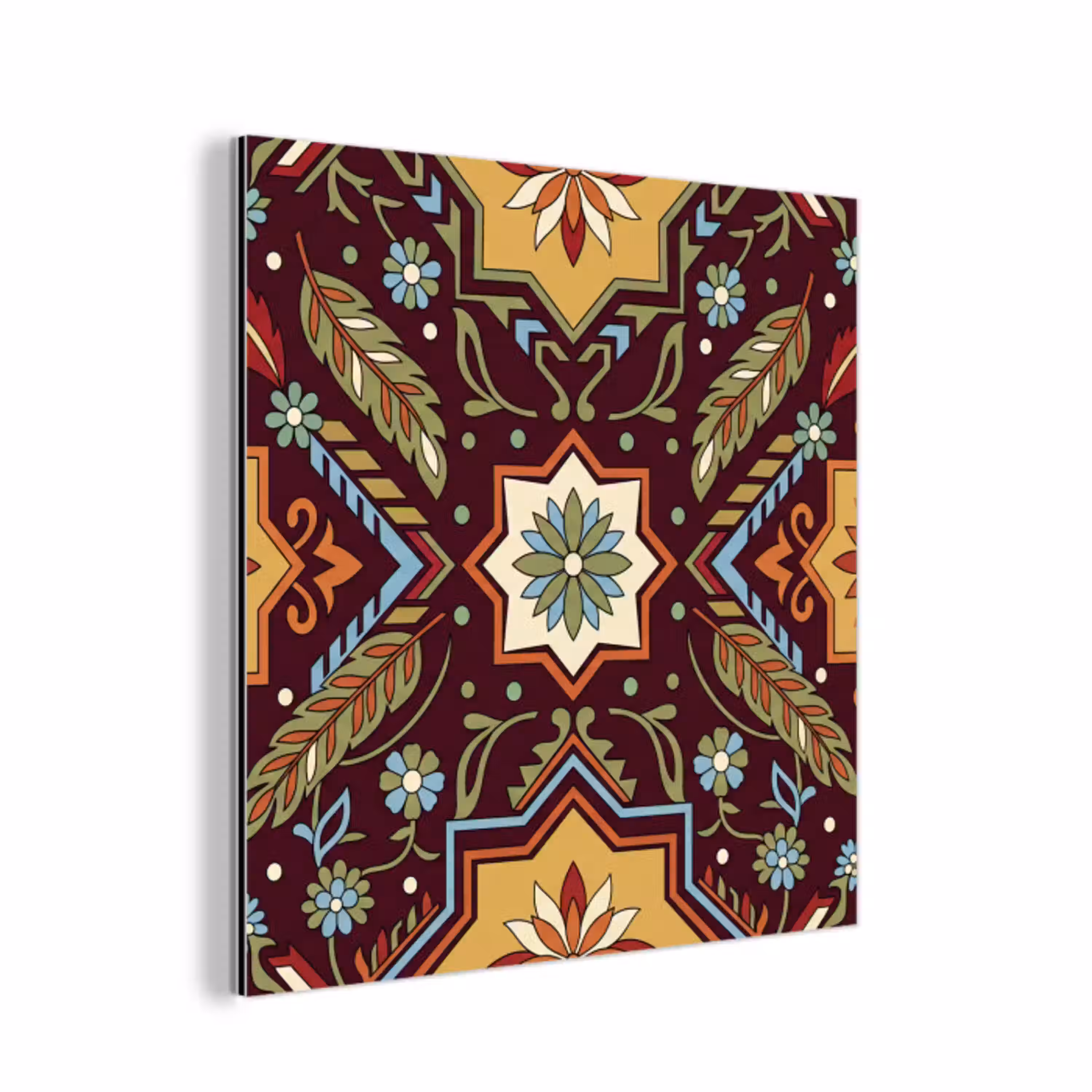 Patroon - Floraal - Geometrisch - Kleurrijk - Decoratie aluminium wit klein -3d