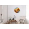 Zonnebloemen - Geel - Wazig Wandcirkel aluminium klein -woonkamer