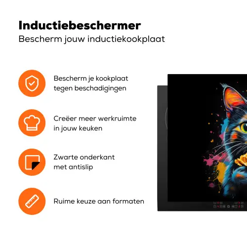 Kat - Graffiti - Kleurrijk - Wafel - Eten Inductie beschermer vinyl 3mm klein -zzzzzzz-td-ups