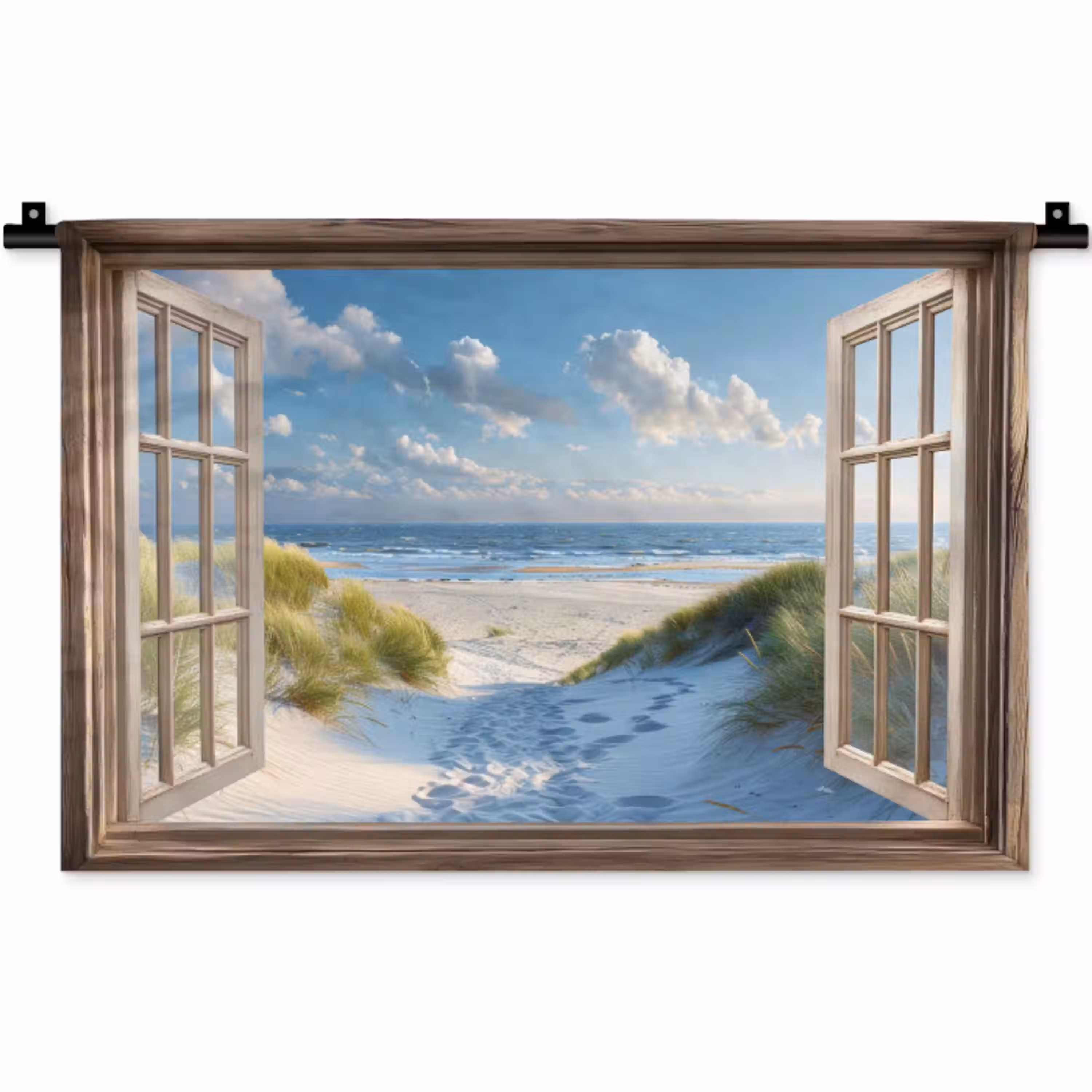 Doorkijk - Strand - Raam - Duinen - Zee Wandkleed katoen klein -zz3d