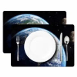 Aarde - Ruimte - Blauw - Groen Placemat vinyl groot -zzsfeer2_Kitchenyeah-website