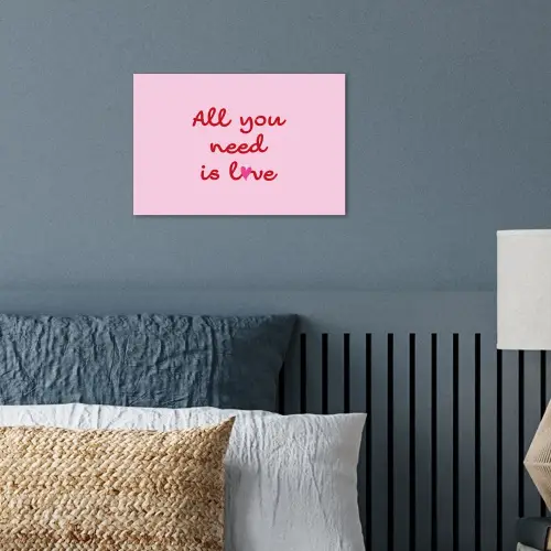 Tekst - Roze - Love - Hart poster papier klein -sfeer2