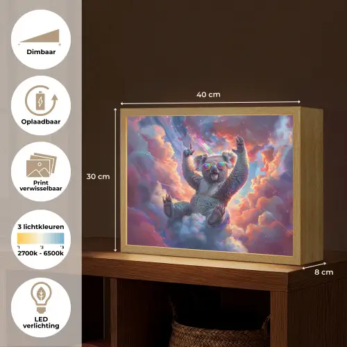 Koala - Dier - Zonnebril - Wolken Light Box met batterij (Wandlamp kind) middel -USP_websiteoverzichtNL