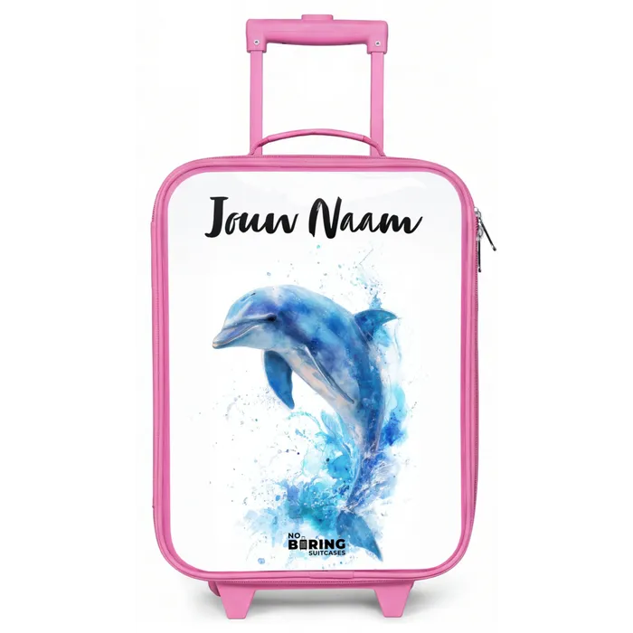 Springende blauwe dolfijn Kinderkoffer - Roze klein -zz3dotto