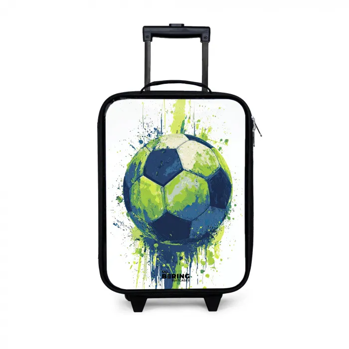 Voetbal - Verf - Groen - Blauw Kinderkoffer - Zwart klein -3d