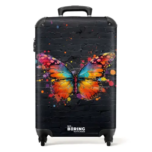 Graffiti vlinder met felle kleuren NBS - Handbagage koffer - Kinderen Unisex middel -productfoto_recht