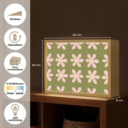 Bloem - Modern - Groen Light Box met batterij (Wandlamp) middel 907 -USP_websiteoverzichtNL