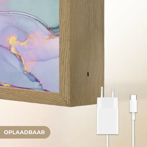 Goud - Marmer - Paars Light Box met batterij (Wandlamp) middel -USP_websiteoplaadbaarNL