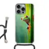 Groene kikker - Nieuwsgierig - Gras Hoesje iPhone 16 Pro Max met koord klein -3d