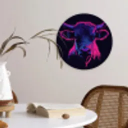 Stier - Neon - Zwart - Kleur Wandcirkel plexiglas klein -sfeer4
