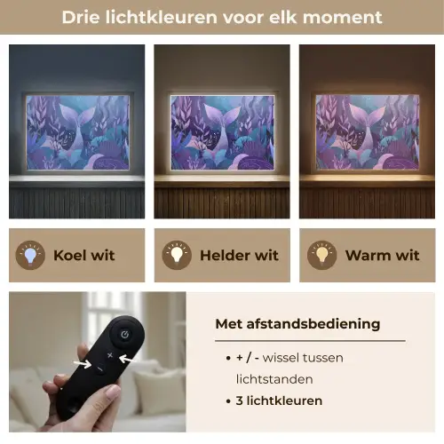 Zeemeerminnenstaart - Onderwaterplanten - Paars - Blauw Light Box met batterij (Wandlamp kind) middel -USP_lichtkleurNL