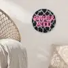 Panterprint - Zwart - Neonletters - Roze Wandcirkel plexiglas klein -sfeer5