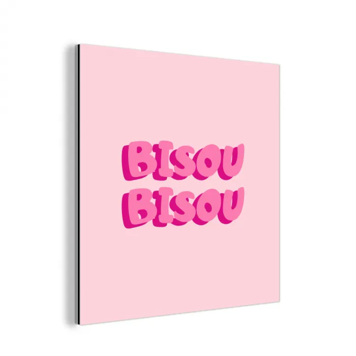 Bisou - Roze - Dikke letters aluminium wit klein -3d