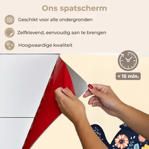 Theepot - Kleurrijk - Bloemen keuken achterwand spatscherm klein -spatscherm_NL
