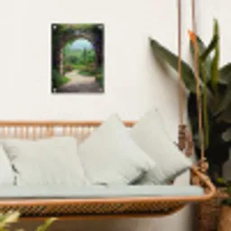 Doorkijk - Landschap - Bloemen - Pad - Uitzicht tuinposter los doek klein -sfeer7