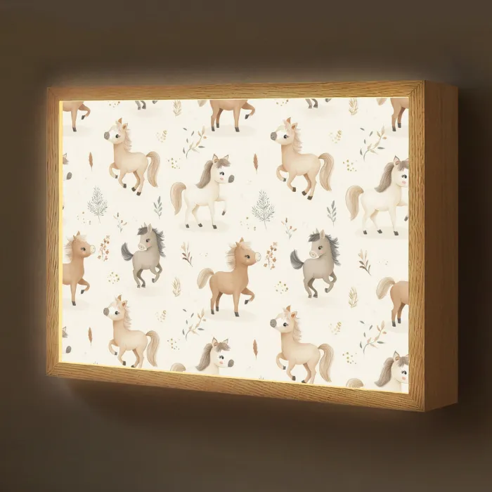 Veulens - Paard - Patroon - Beige Light Box met batterij (Wandlamp kind) middel -z3d_website