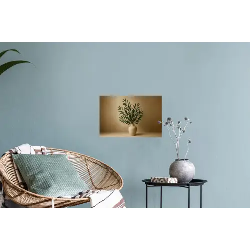 Vaas - Olijftakken - Bladeren - Beige Muursticker klein -plant