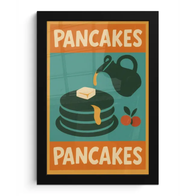 Pannenkoeken - Siroop - Illustratie - Oranje fotolijst zwart zonder passe partout klein -3d