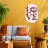 Tekst - Love - Pantervacht - Lichtroze Wandcirkel Ovaal Forex klein -sfeer4