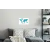 Wereldkaart - Blauw - Kleurrijk Muursticker klein -slaapkamer