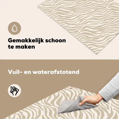 Zebra - Patroon - Beige Inductie beschemer met haakjes klein 777 -ky-schoon-nl