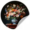 Boeket - Roze - Bloemen - Vaas Wandcirkel behangsticker klein -3d