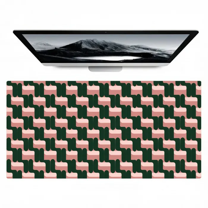 Vlechtpatroon - Groen - Roze - Geometrisch Muismat XXL klein 681 -zzz3d