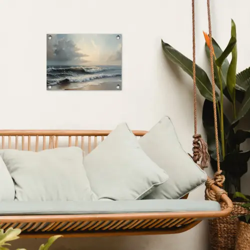 Strand - Zee - Zonsondergang tuinposter los doek klein -sfeer7