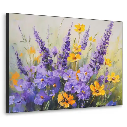 Lavendel - Bloemen - Natuur - Kunst Textielframe zwart klein -3d