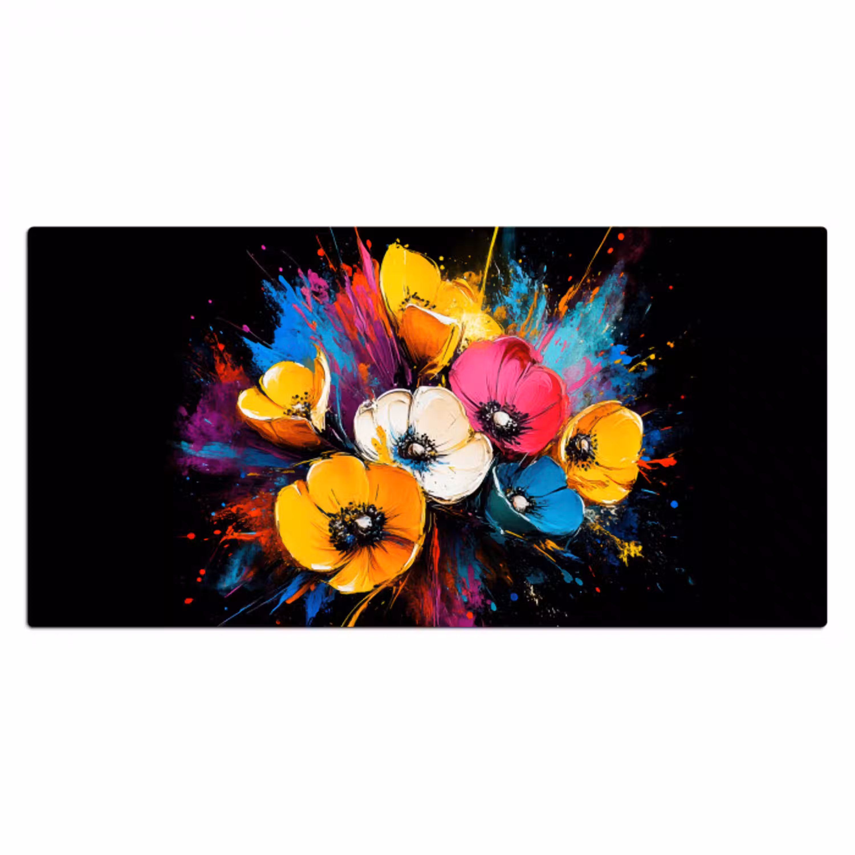 Bloemen - Kleurrijk - Graffiti - Modern - Boeket Muismat XXL klein -3d_leeg