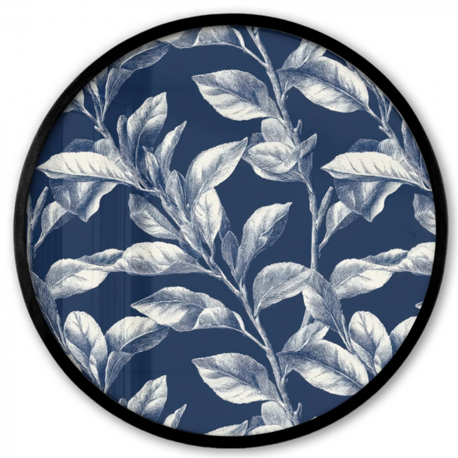 Botanisch - Patroon - Blauw Fotolijst rond zonder passe partout klein 856 -3d