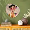 Vrouw - Bloemen - Pastel Wandcirkel Organisch Forex 3mm klein -sfeer2
