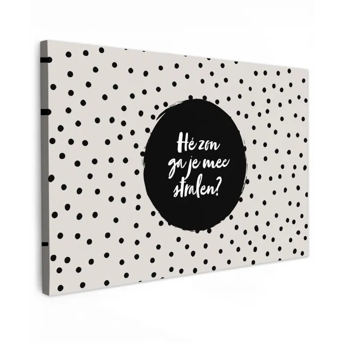 Quotes - Tekst - Hé zon ga je mee stralen? - Zon Tuinposter op houten frame 2 cm dik klein -3d