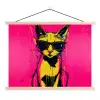 Kat - Art - Zonnebril - Roze textielposter latten blank klein -3d