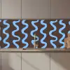 Kronkelende lijnen - Blauw - Bruin - Minimalistisch keuken achterwand 2 middel 871 zz_3dshopping