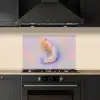 Garnaal - Subtiele structuur - Blauw - Roze keuken achterwand spatscherm klein -sfeer1