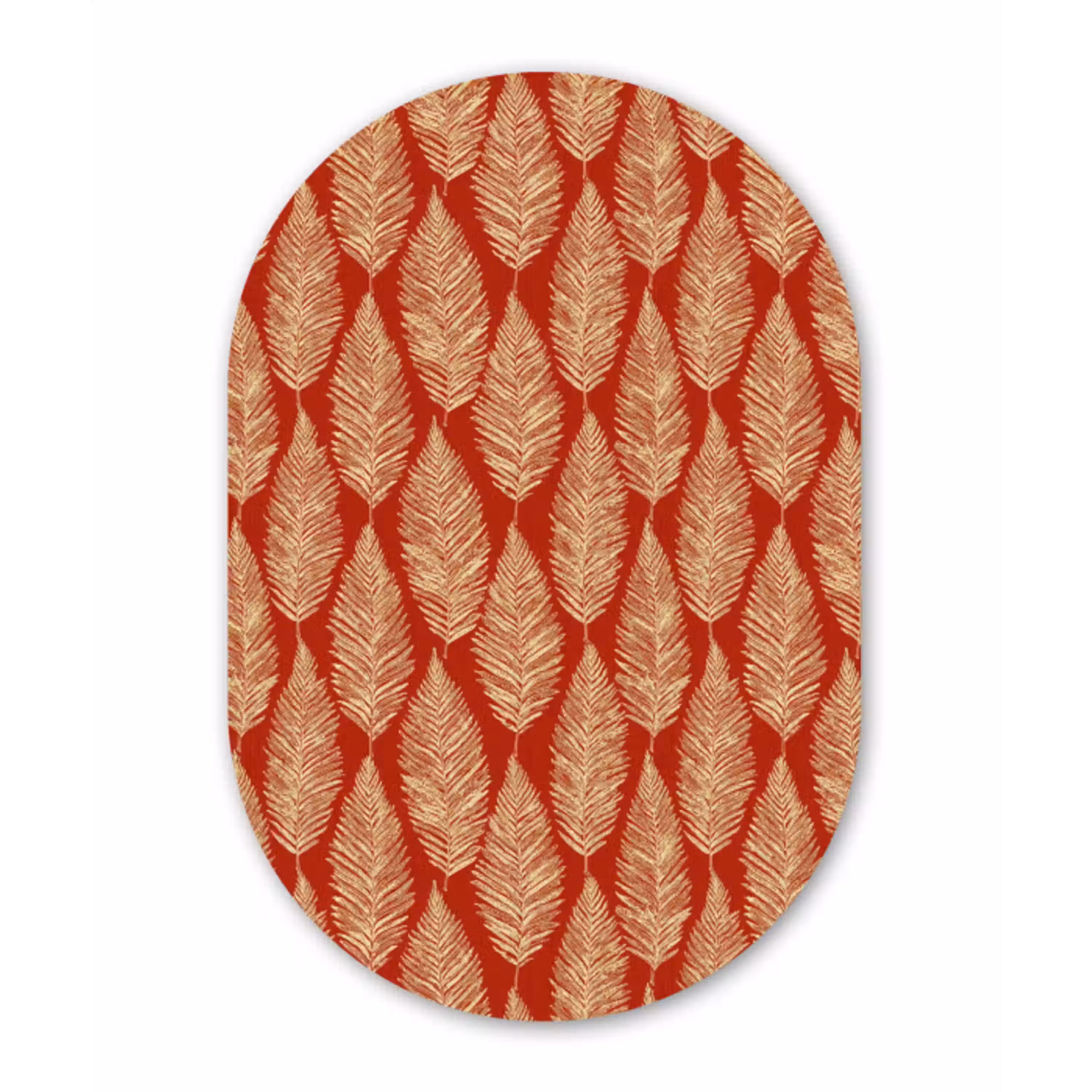 Rood - Botanisch - Varen - Patroon Wandcirkel Ovaal Forex klein 630 -3d
