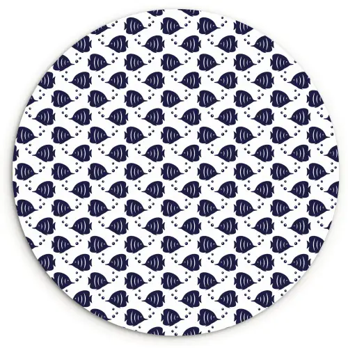 Oceaan - Vis - Blauw - Wit Wandcirkel plexiglas klein 852 -3d