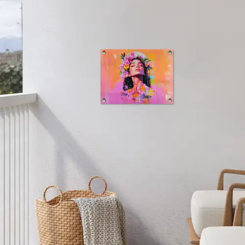 Portret - Bloemenkroon - Vrouw tuinposter los doek klein -sfeer8