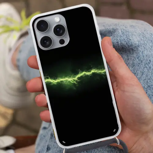 Gaming - Elektriciteit - Lijn - Vonken - Groen Hoesje iPhone 16 Pro Max met koord klein -sfeer3