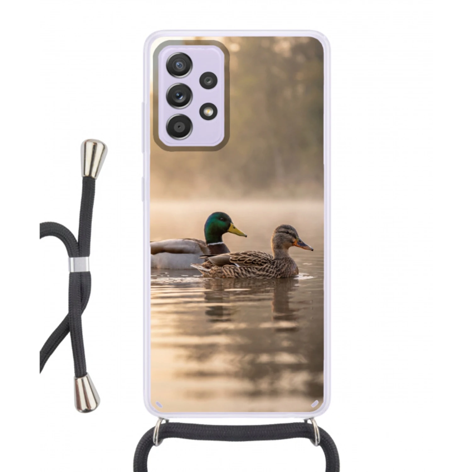 Eenden - Water - Mist - Natuur Hoesje Samsung Galaxy A52 5G met koord klein -3d