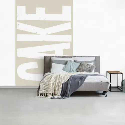Cake - Woord - Japandi - Wit fotobehang vinyl groot -slaapkamer