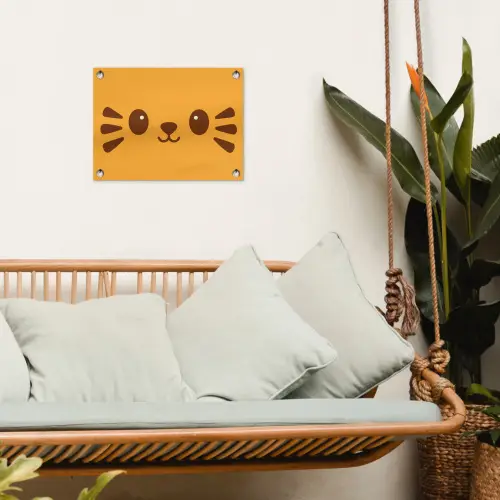 Kat - Simplistisch - Oranje - Vrolijk tuinposter los doek klein -sfeer7