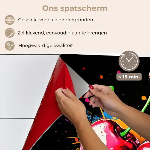 Kersen - Fruit - Graffiti - Verf - Abstract - Modern - Kleurrijk keuken achterwand spatscherm klein -spatscherm_NL