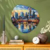 Zonsondergang Frankfurt - Stad - Skyline - Water Wandcirkel Organisch Plexiglas middel -sfeer2