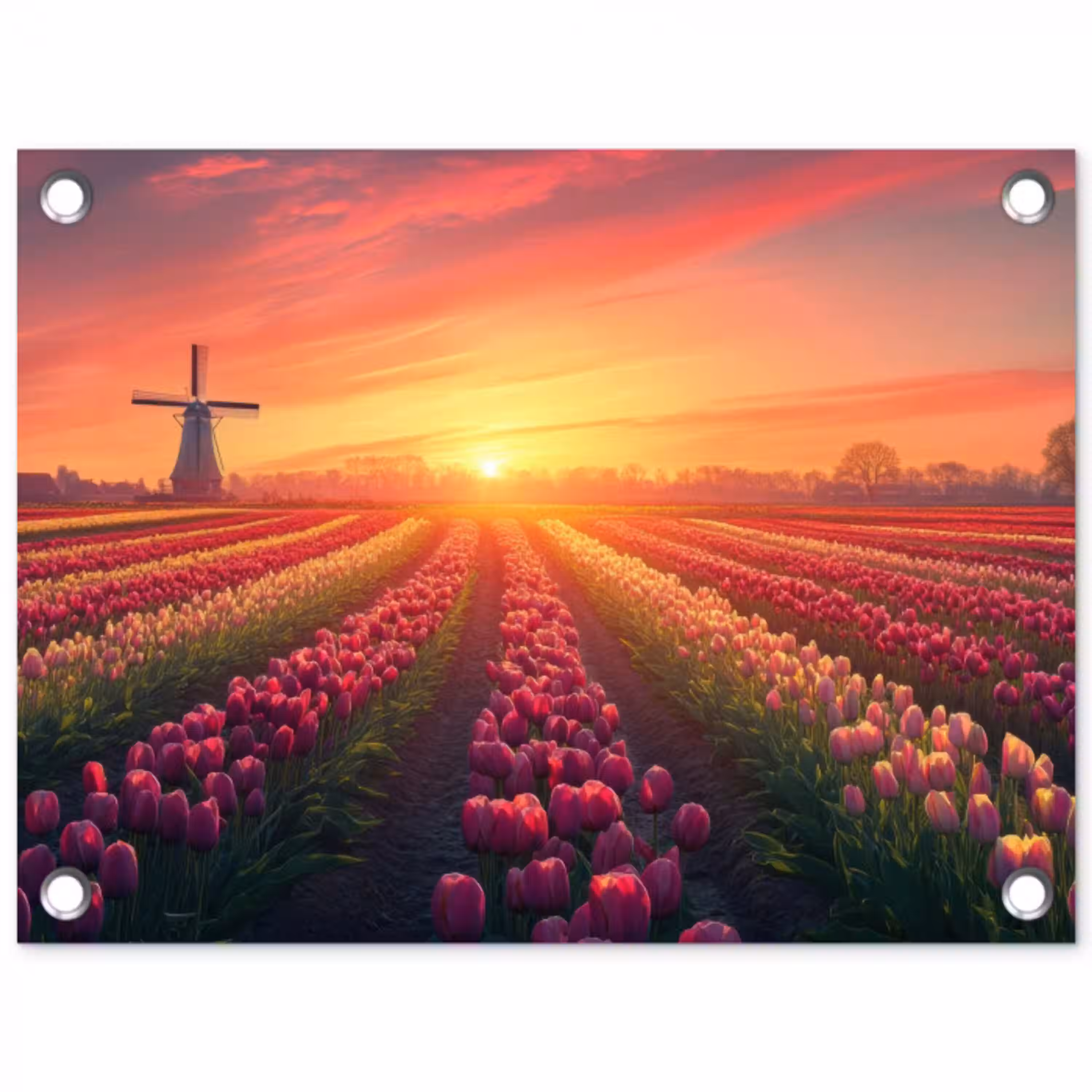 Windmolen - Zonsondergang - Landschap tuinposter los doek klein -3d