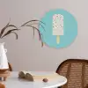 Ijsje - Stokje - Sprinkles - Lichtblauw Akoestische PET Vilt - Rond klein -sfeer3