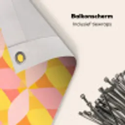 Kleurrijk - Ruitpatroon - Bladvormen Balkonbeschermer Duitsland klein 596 -closeup_NL