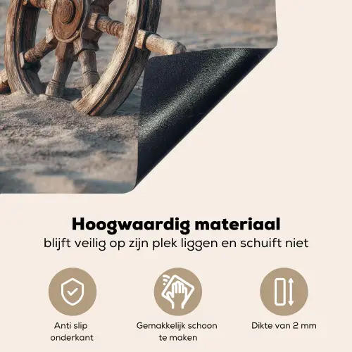 Scheepsstuur - Hout - Bruin - Zand Inductie beschemer met haakjes middel -ky-onderkant-nl